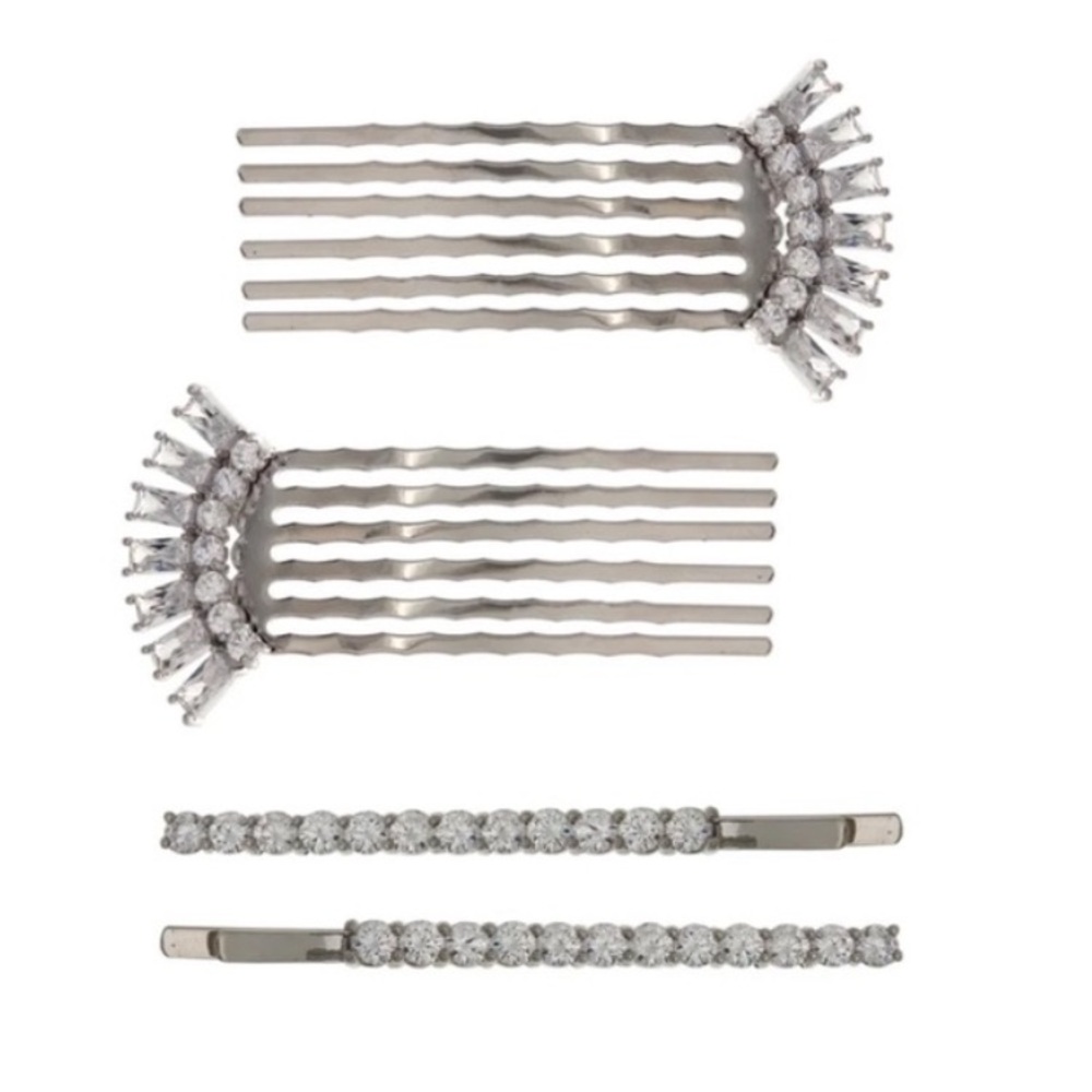 NWT Brilliance Silver Hair Comb and Pin Set